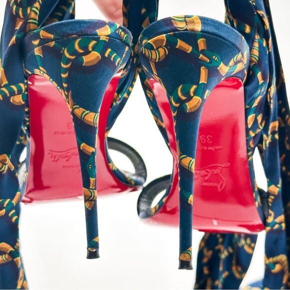 Christian Louboutin Du Desert 100 Crepe Satin in Obscur High Heel Sandals EU 39 - Picture 9 of 11